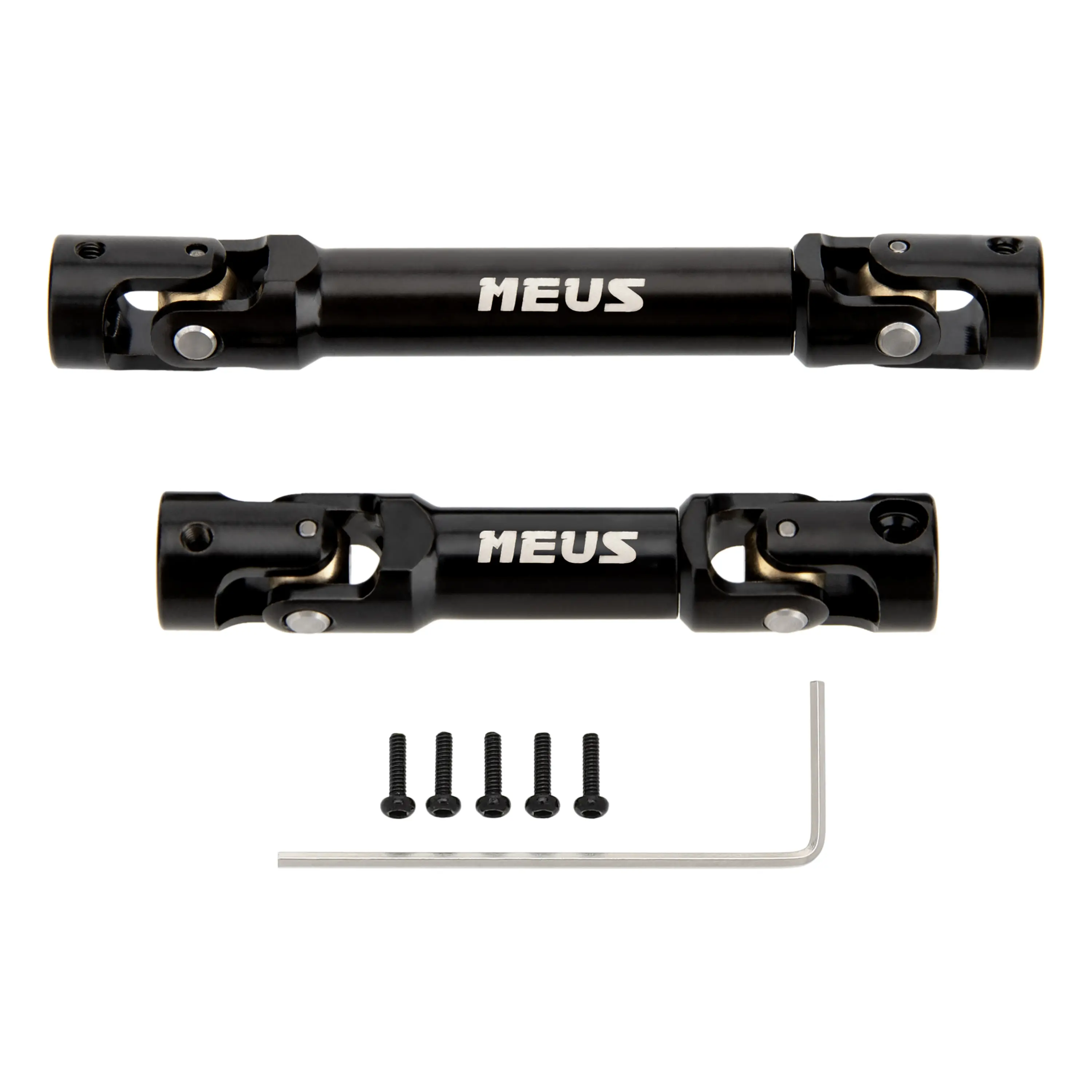 MEUS RACING Metal Universal Joint Driveshaft - Stainless Steel, Hardened, Larger Drive Angle, Higher Load Capacity, Greater Stability, 1/18 TRX4M Upgrade Part for Traxxas Defender Bronco RC Crawler, Black, Enhanced Structure Design, Higher Transmission To