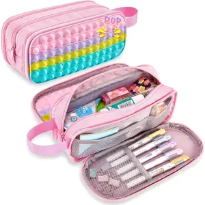 F-PCB10  Large Pencil Case for Girls Big Capacity Pencil Box Back to School Supplies for Kids Cute Pencil Case Organizer Kids Back to School Gifts Pink Pencil Pouch Pencil Holder Teens Special Pop Pen Bag