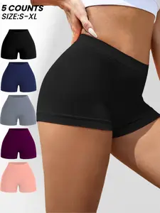 Women's Seamless Sport Shorts, Low-Waisted Tight-Fitting Yoga Gym Shorts, Plain  Fitness Shorts, Comfort Stretch UnderwearGo outing&Casual,Active Wear