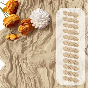 12 Pack Beige Cheesecloth Table Runner 17 x 108 Inch Gauze Table Runner Fabric Semi Sheer Cheese Cloth Table Decoration Bulk for Rustic Romantic Wedding Shower Table Decoration
