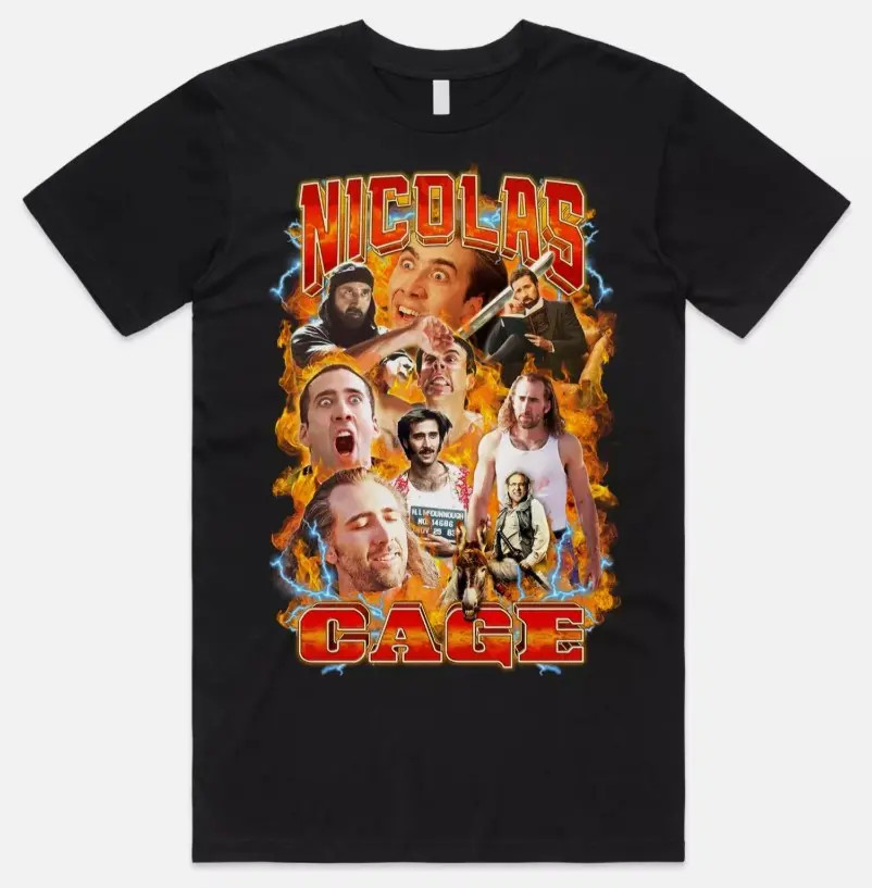 Nicolas Cage Homage T-shirt Tee Funny Meme Acting Actor Gift Vintage Christmas