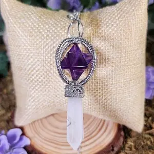 Amethyst Merkaba Crystal Pendulum for Spiritual Protection and Purification