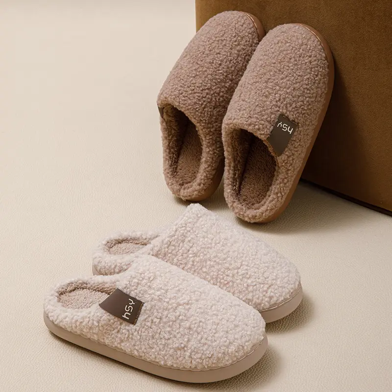 Women's Fuzzy Slip-on Slippers Warm Cozy Soft Lightweight Memory Foam Indoor House Shoes for Comfortable Indoor Use