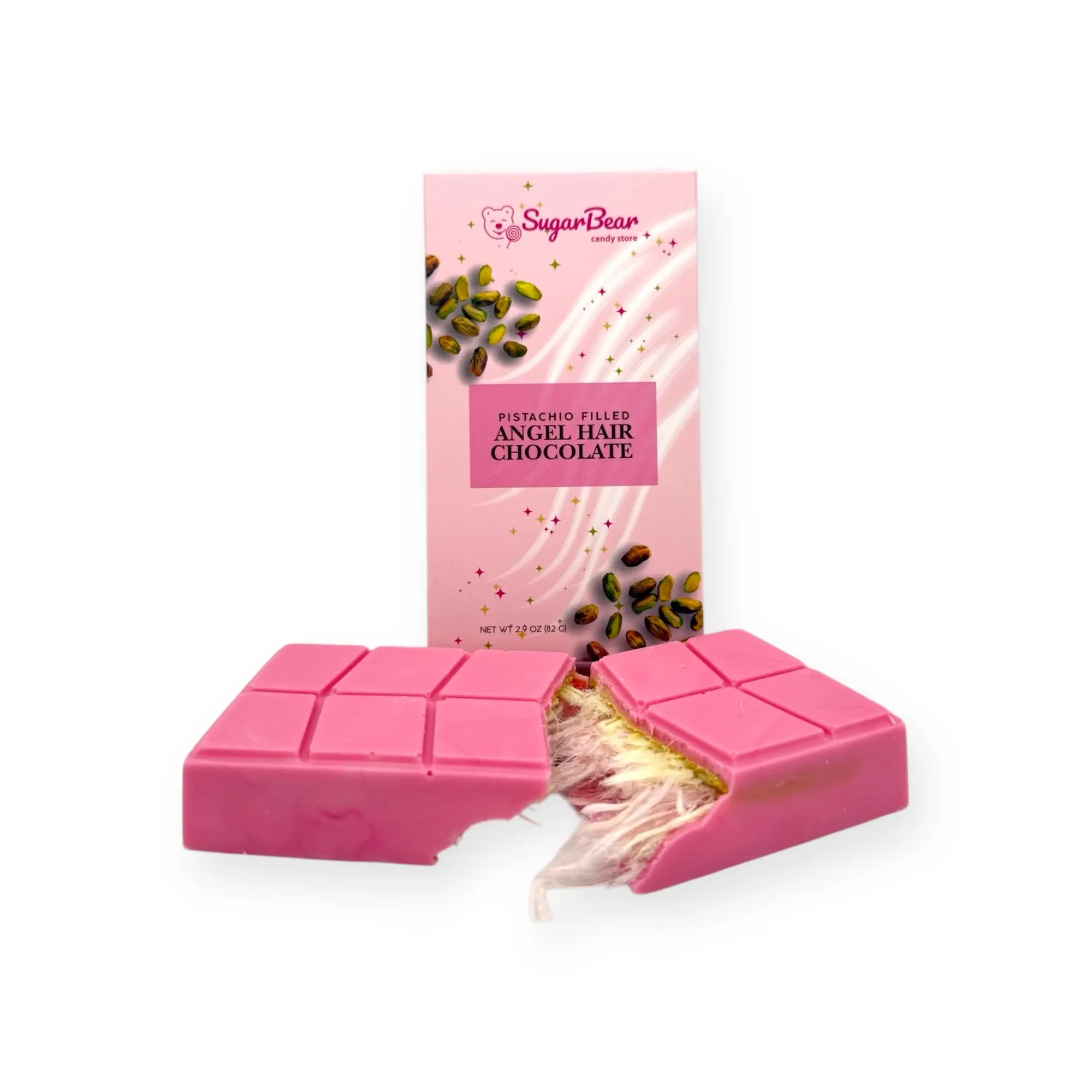 Pistachio Filled Angel Hair Chocolate - 2.9 oz Chocolate Bar Salt Bonbon