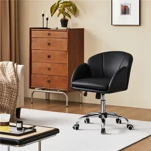 Costoffs Ergonomic 360° Swivel Adjustable Office Chair - Armrests, Deep Seat Cushion, Height-Adjustable Seat, Aesthetic Vanity Chair for Home Office, Bedroom
