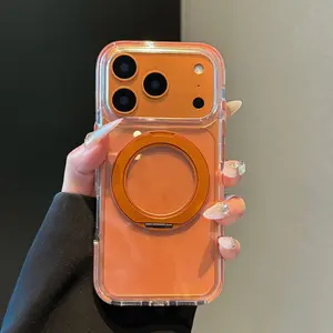 Suitable for iPhone 16 phone case, iPhone 17 Pro Max foldable magnetic stand, high-end solid color 13