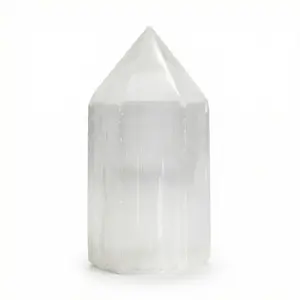 Selenite Generator Point Tower — Crystal Energy Direction &amp; Cleansing