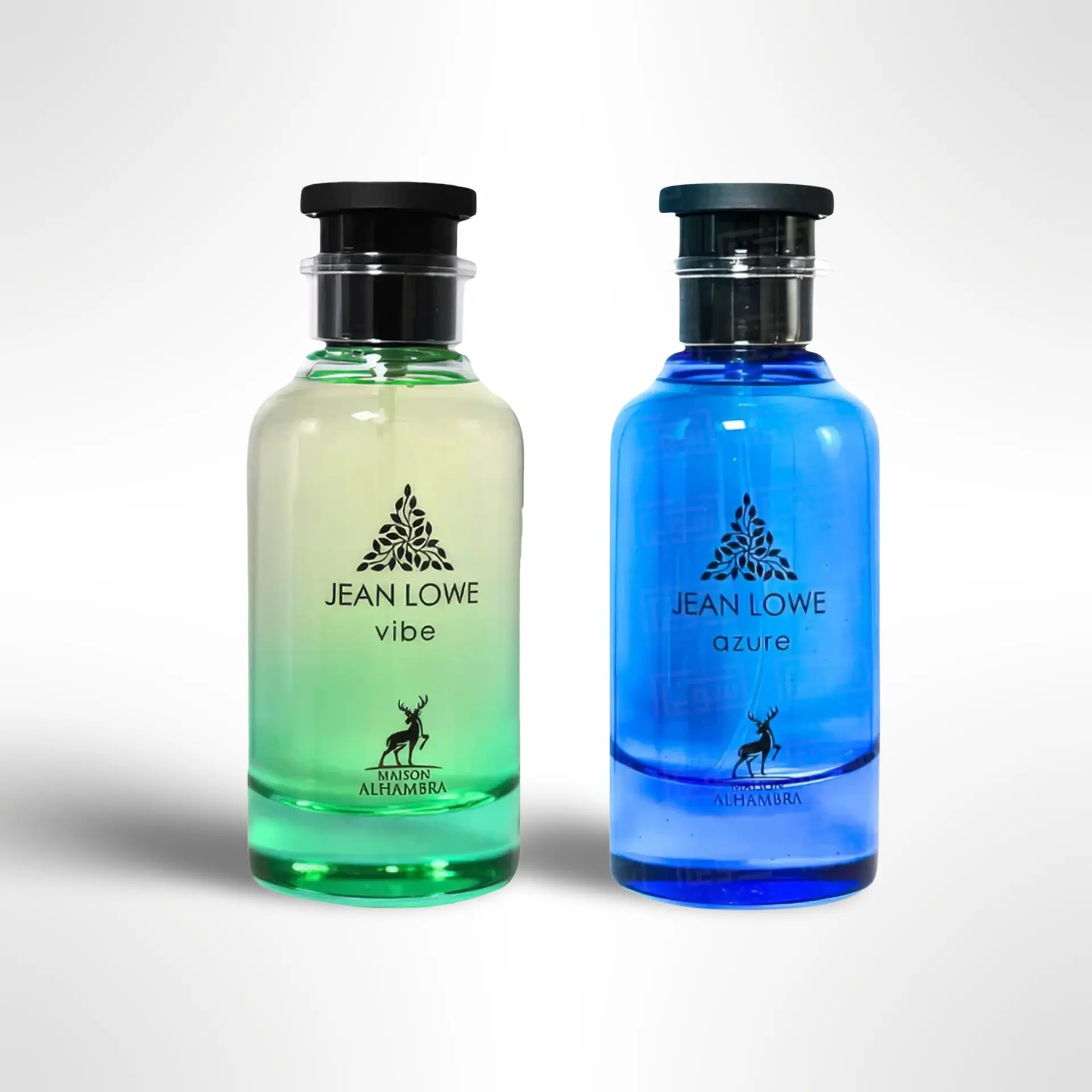 MAISON ALHAMBRA Jean Lowe Vibe & Jean Lowe Azure 100ml Eau de Parfum Luxurious Wine-Shaped Bundle Unisex Fragrance Gift Set - Bergamot, Jasmine, Cedarwood Notes, Elegance, Women's Day-Night Wear