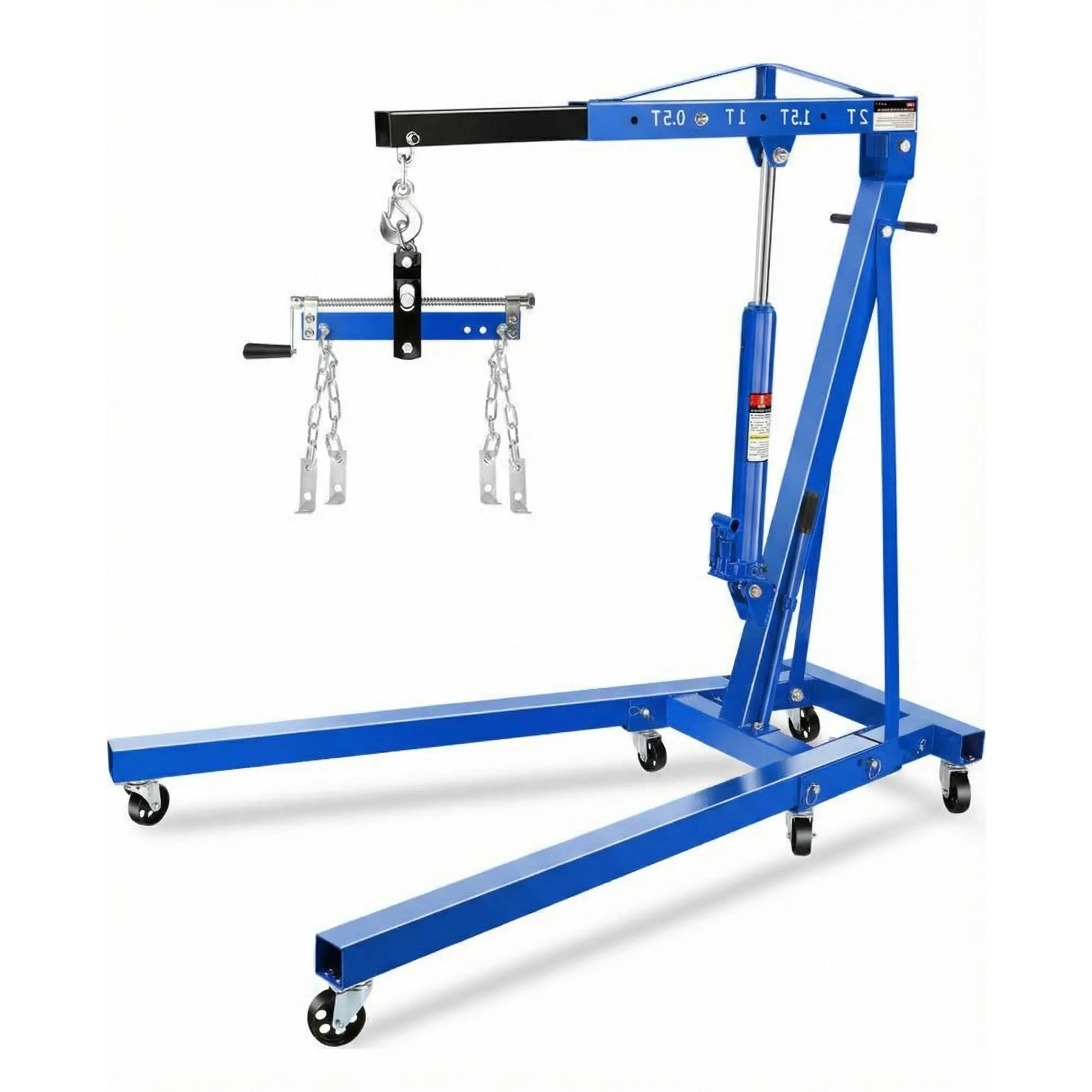 2 Ton Engine Hoist Cherry Picker with Lever, 4400 Lbs Capacity with 6 Steel Casters & Foldable Design - Heavy-Duty Portable Hydraulic Crane for Truck Engines, Boat Motors, Farm Equipment