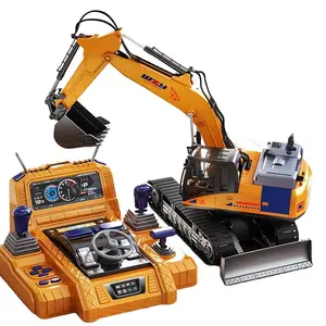 Large Alloy Remote Control Rc Excavator Toy Car for Boys, Realistic Electric Bulldozer Engineering Vehicle, Includes 3 Aa Batteries