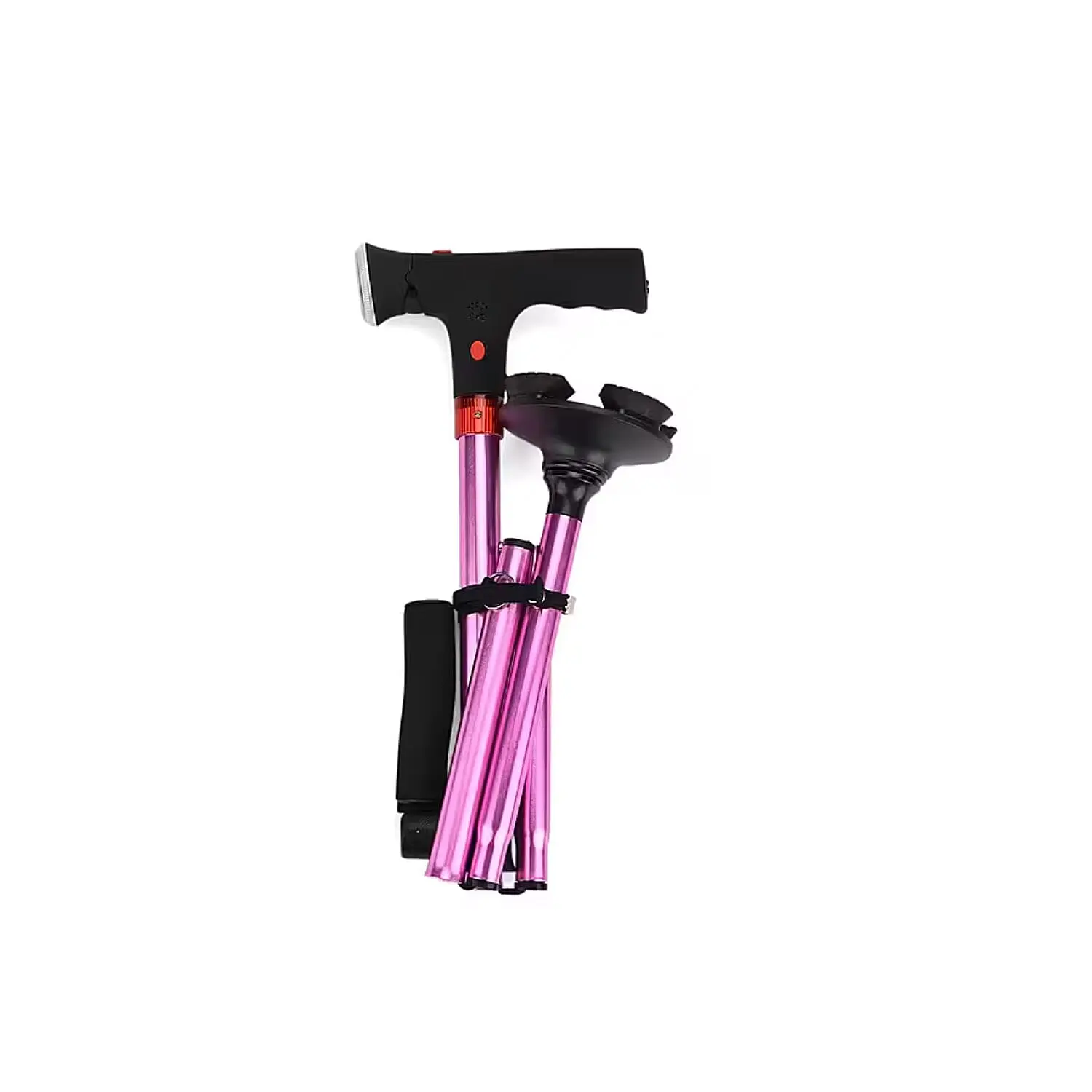 Shop LC Soulsmart Walking Canes for Women and Men with 2 Handles - Foldable Quad Canes for Stability with LED Front Light and SOS Alarm, Adjustable Height Walking Sticks for Seniors & Adults