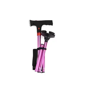 Shop LC Soulsmart Walking Canes for Women and Men with 2 Handles - Foldable Quad Canes for Stability with LED Front Light and SOS Alarm, Adjustable Height Walking Sticks for Seniors & Adults