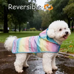 1pc Reversible Dog Raincoat, Waterproof Pet Jacket, Outdoor , Machine Washable, Adjustable Straps for Small to Large Breeds