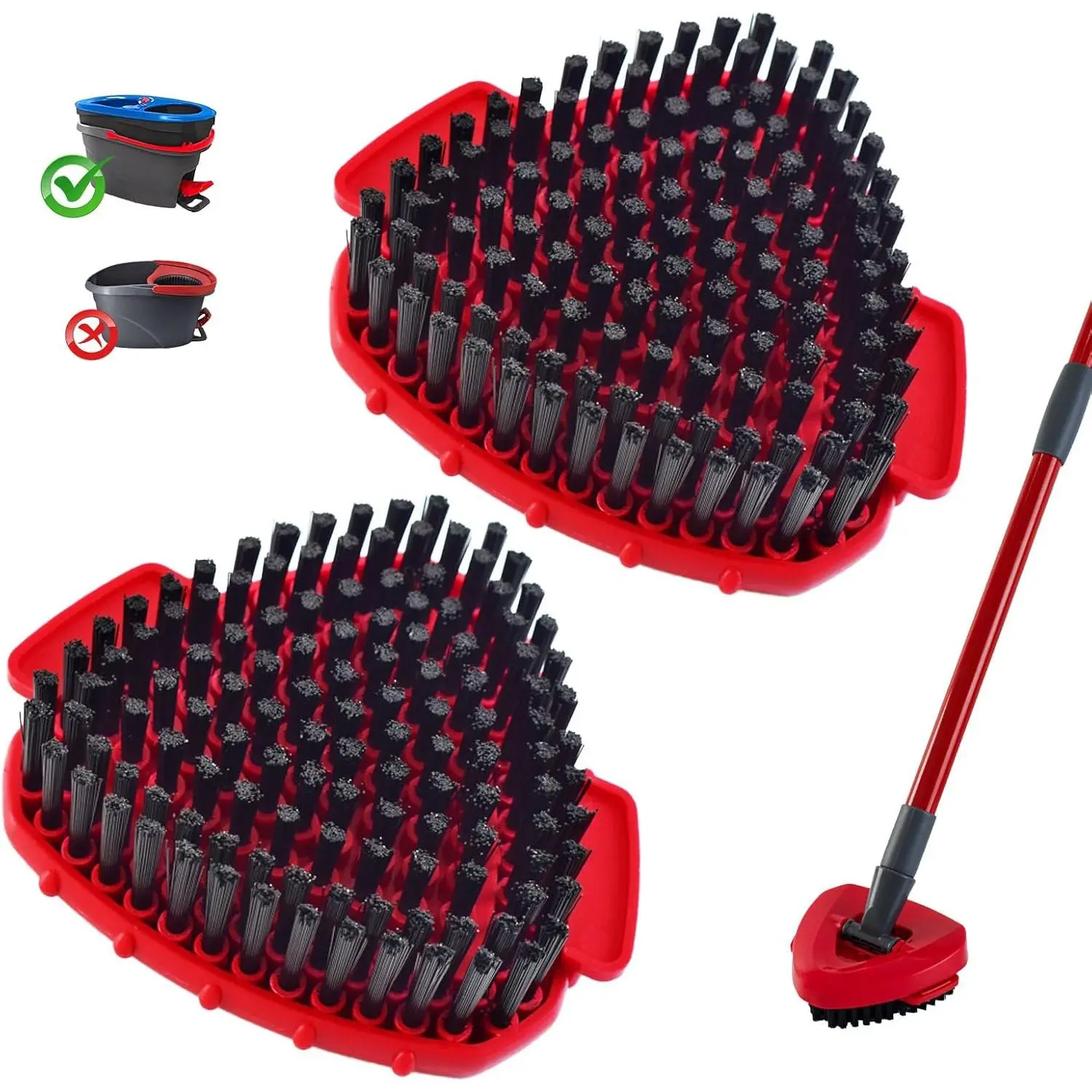 Scrubber Mop Head for Ocedar, Upgrade Scrub Brush for Ocedar, Spin Mop Scrub Brush Head for Ocedar RinseClean 2-Tank, More Bristles Scrub Brush Attachment for Bathroom, Deck, Kitchen Floor Cleaning
