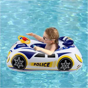 Baby Pool Float with 3D Car Design, PVC Baby Swim Float, Toddler Pool Float, Swimming Floats Seat Boat Pool Toys with Steering Wheel for 12-18, 12-24 Months, Age 2-3, 3+ Years Girl Boy