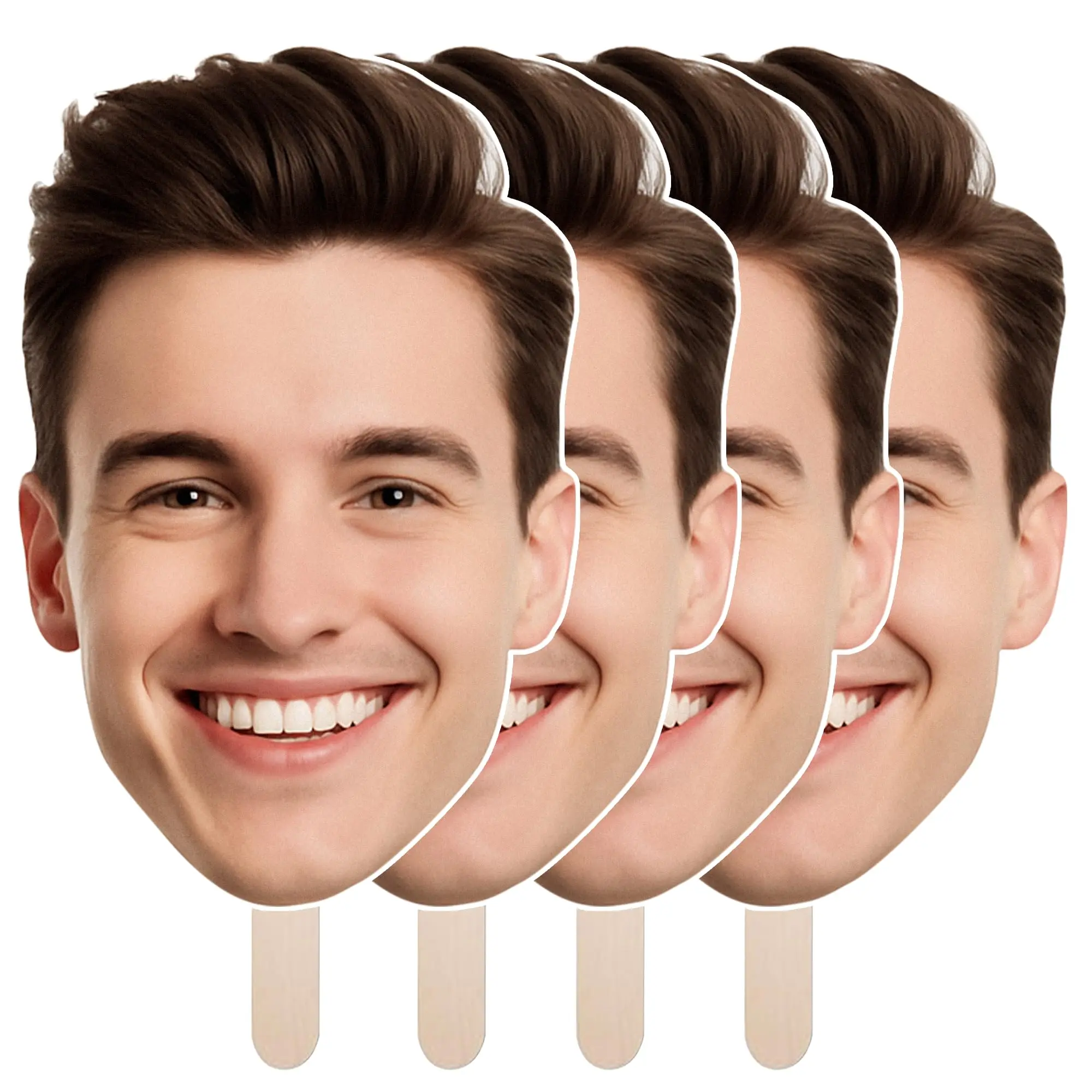 1pc Unisex Plastic Big Head Face Cut Out on a Stick - Customizable Weatherproof Party Prop, Printable Festive Supply for Birthday, Graduation Photo Booth Decor & Gifts