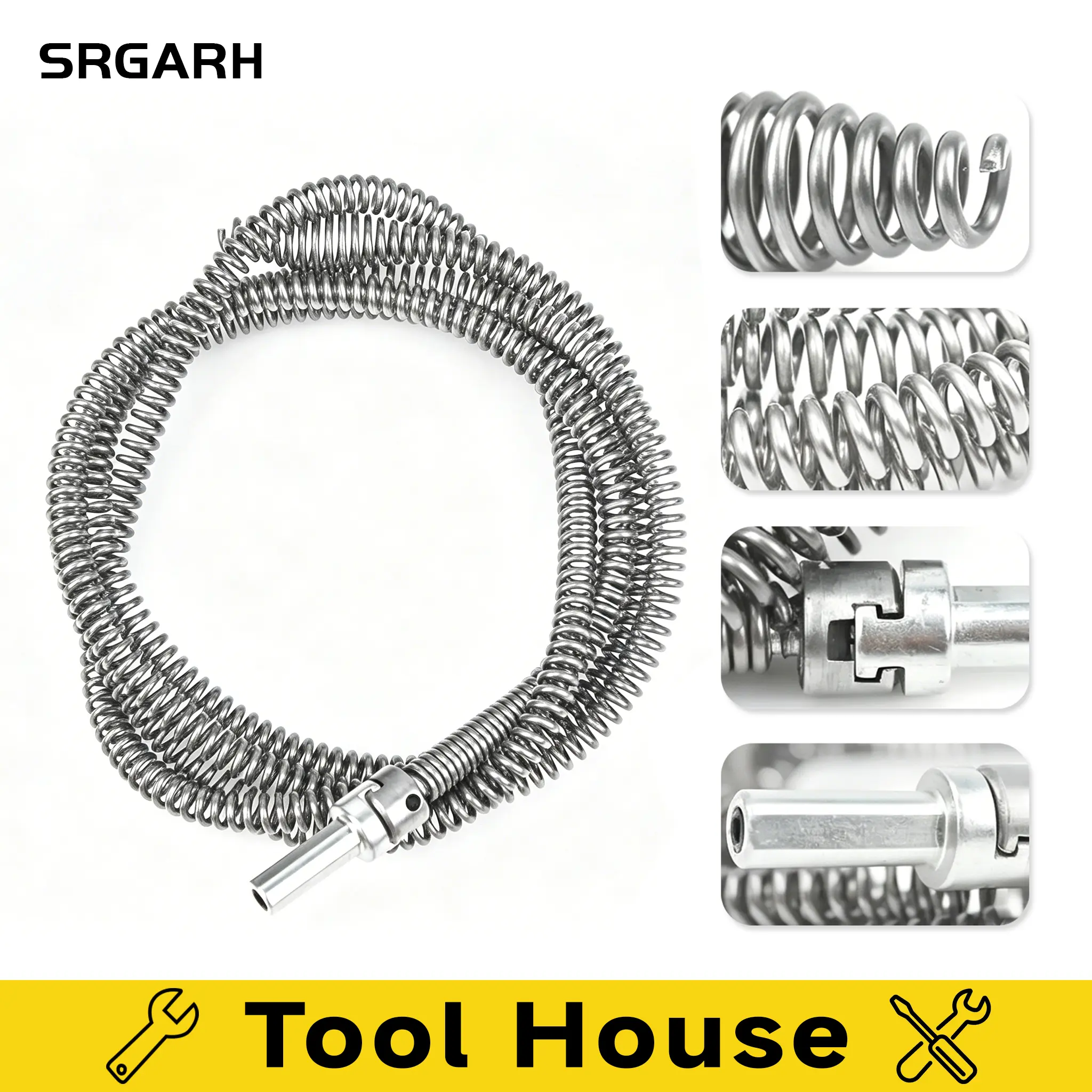 Drain Snake, Drain Clog Remover, Hair Clog Remover, Shower Drain Snake, Heavy Duty Drain Auger Flexible Plumbing Snake for Kitchen Sink, Bathroom, Bathtub, Pipe Cleaning Tool, Spring Steel Cable Clog Cleaner with Drill Adapter