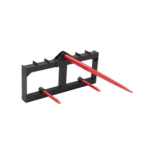 49" Hay Spear, 3000lbs Capacity Quick Attach for Skid Steer Loader & Tractor with 1pcs Hay Spear and 2pcs 17" Stabilizer Spears Spike Fork for Hay Bale Handling (Red)