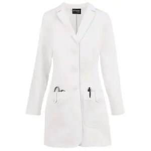 Women's Long Sleeves Button-Free Polyester Cotton Lab Coat Comfortable Breathable Surgical Scrubs C White Jacket