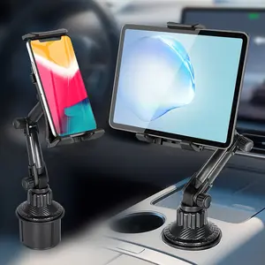 Cup Holder For Tablet Mount & Phone Mount For Car, Adjustable Base For Most 4-14" Cell Phones And Tablets