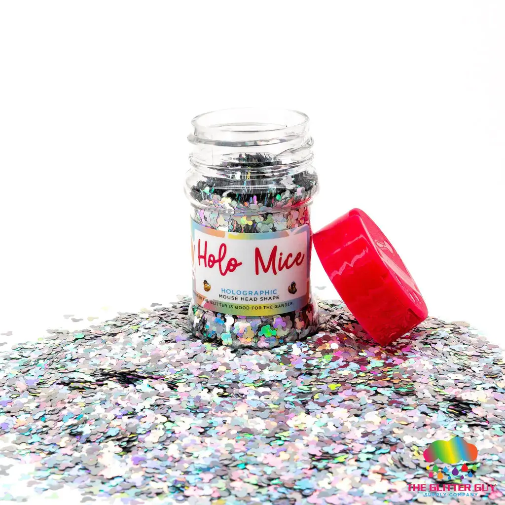 The Glitter Guy Silver Holo Mice Shape Glitter, Nail Art Decoration for Beauty & Personal Care Nail Care