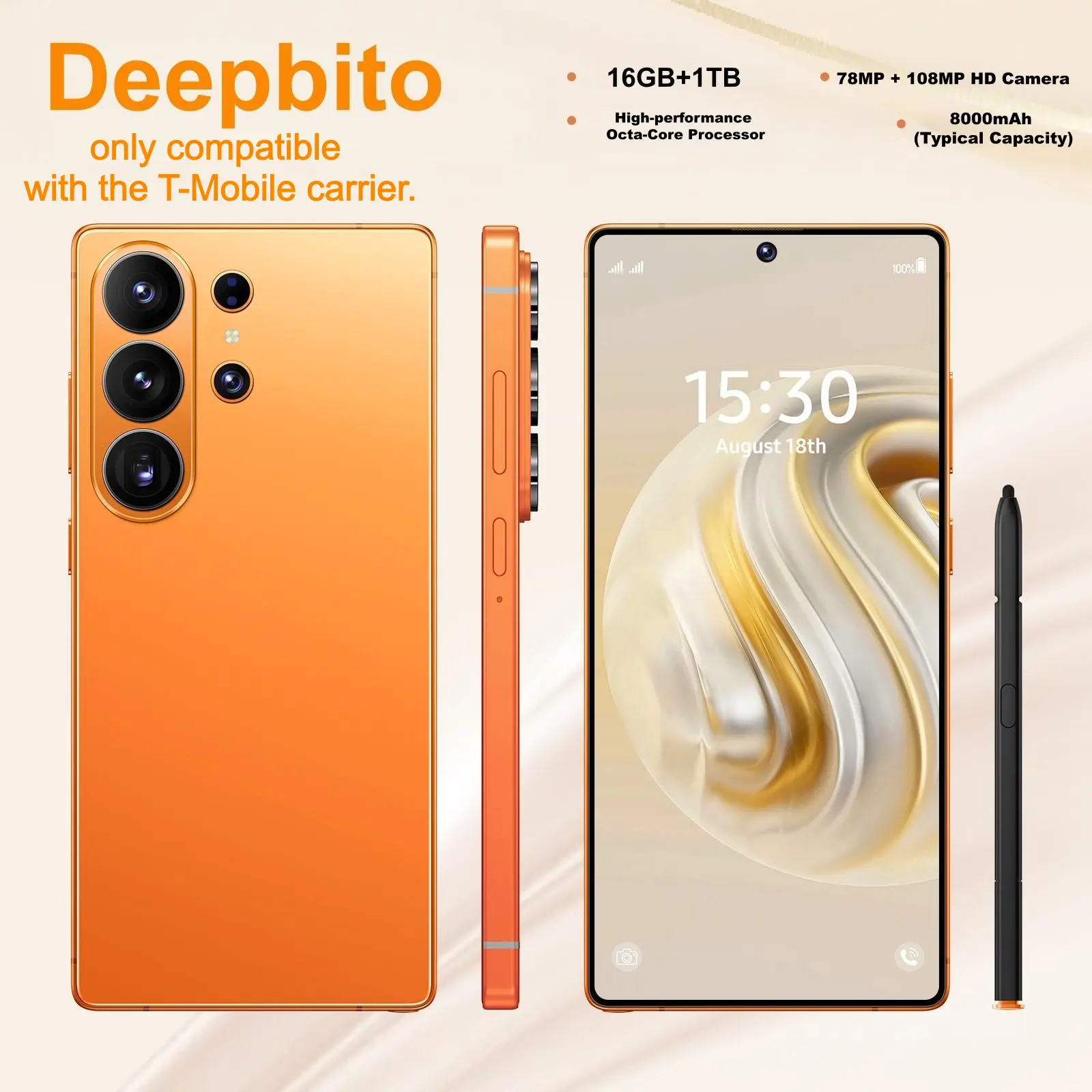 Deepbito S26 Android Smartphone/Tablet, 16GB+1TB Storage, 6.9inch Supports Dual SIM Dual Standby. Only Compatible with T-Mobile. Perfect for Gaming and a Great Gift Choice.