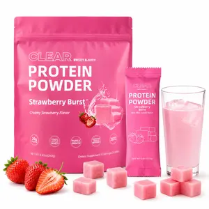 Clear Protein Powder: Strawberry Burst 10g Ultra Filtered Natural Flavor Grass Fed Whey Isolate Fast Absorbing Muscle Growth Recovery 20 Packets