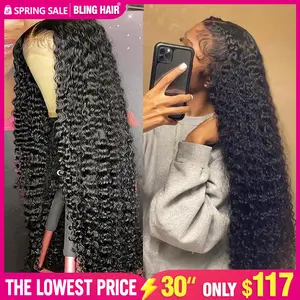 Bling Hair Fashion 13x4 13x6 Deep Wave HD Lace Front Wig Human Hair 180% density Transparent Lace Frontal Wigs For Women Real Hair Wigs PrePlucked Lace Front Wig