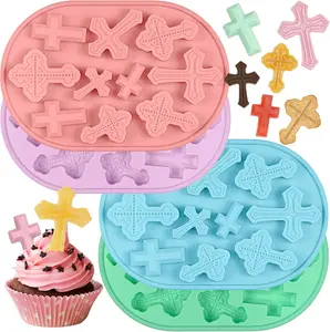 Cross Silicone Mold, 4 Pcs Cross Chocolate Molds 40 Cavity Easter Silicone Mold for Chocolate, Candy, Gummy, Cookies, Ice Cubes, Cupcake Toppers, Cake Decoration