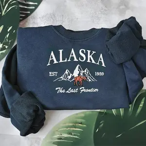 Alaska Embroidered Sweatshirt, Vintage Denali National Park, Outdoorsy Crewneck Sweatshirt