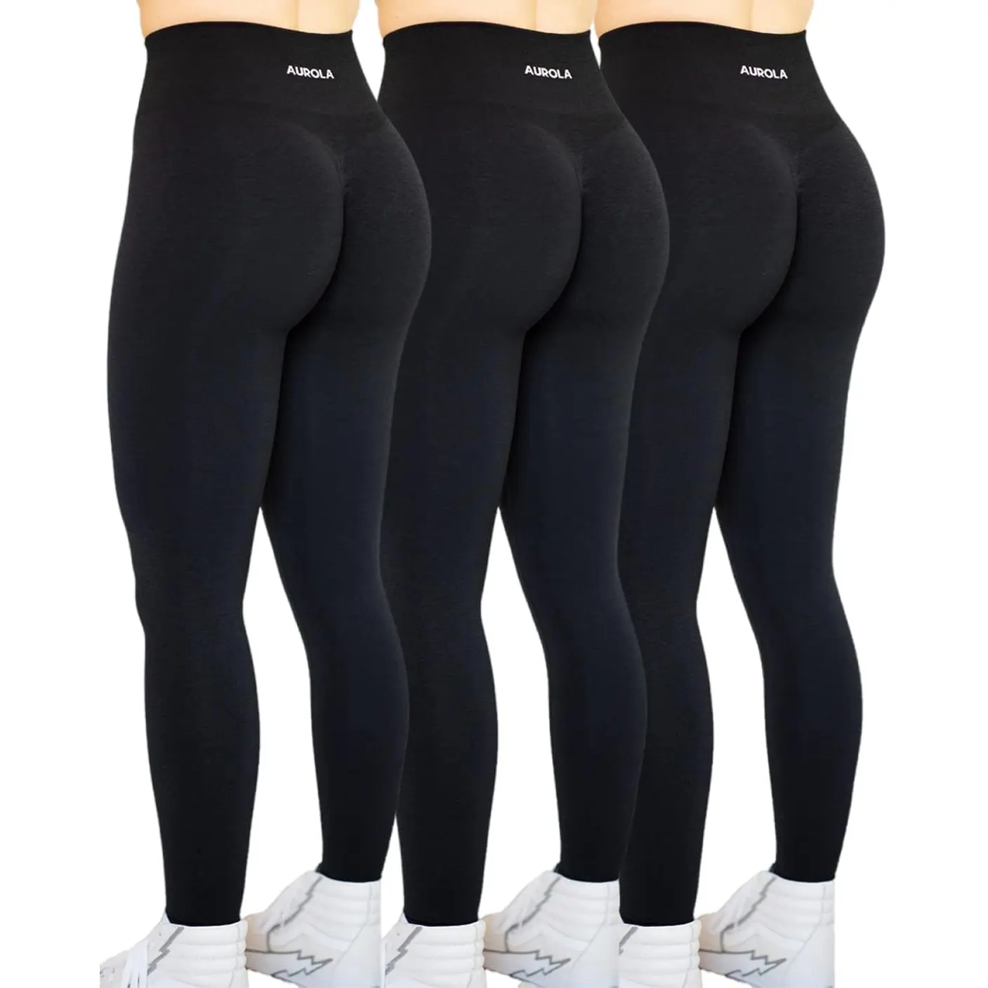 AUROLA  3 Pieces Pack Set Intensify Workout Leggings for Women Seamless Scrunch Tights Tummy Control Gym Fitness Girl Sport Active Yoga Pants summerwins