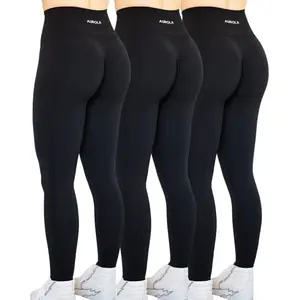 AUROLA  3 Pieces Pack Set Intensify Workout Leggings for Women Seamless Scrunch Tights Tummy Control Gym Fitness Girl Sport Active Yoga Pants