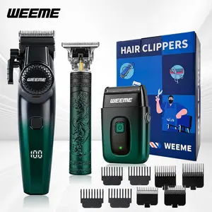 Weeme Men's Electric Hair Trimmer Set, 3pcs/2pcs Beard Trimmer Kit, USB Charging, T-Shape Blade, Razor, Nose Hair Trimmer, Holiday Gift, Hair Clipper Set, Cordless Clippers Set, Battery Powered Trimmer, Haircut Trimmer Kit