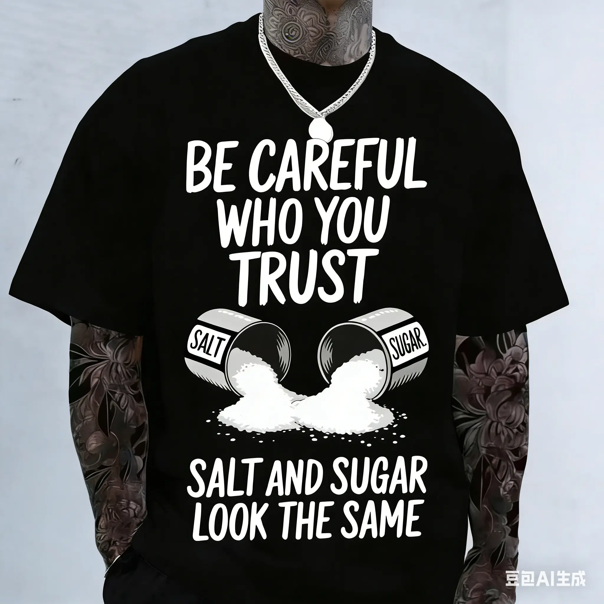 Unisex Casual Streetwear T-Shirt with "Be Careful Who You Trust" Graphic, Breathable Soft Cotton Short Sleeve Round Neck Top, Prints, Shortsleeve, Tshirt, Fabrics, Graphic Shirts, T Shirts