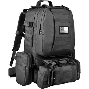 Tactical Backpack Military Army Rucksack 60L Large Assault Pack Detachable Molle Bag
