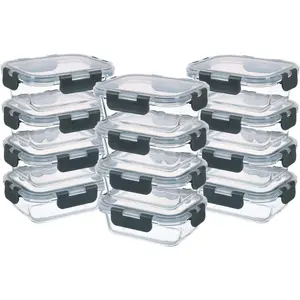 24-Piece Small Glass Food Storage Containers with Lids Airtight, 1.5 Cup Meal Prep Containers Set, Microwave&Dishwasher Safe, Leak-Proof, BPA-Free, Grey