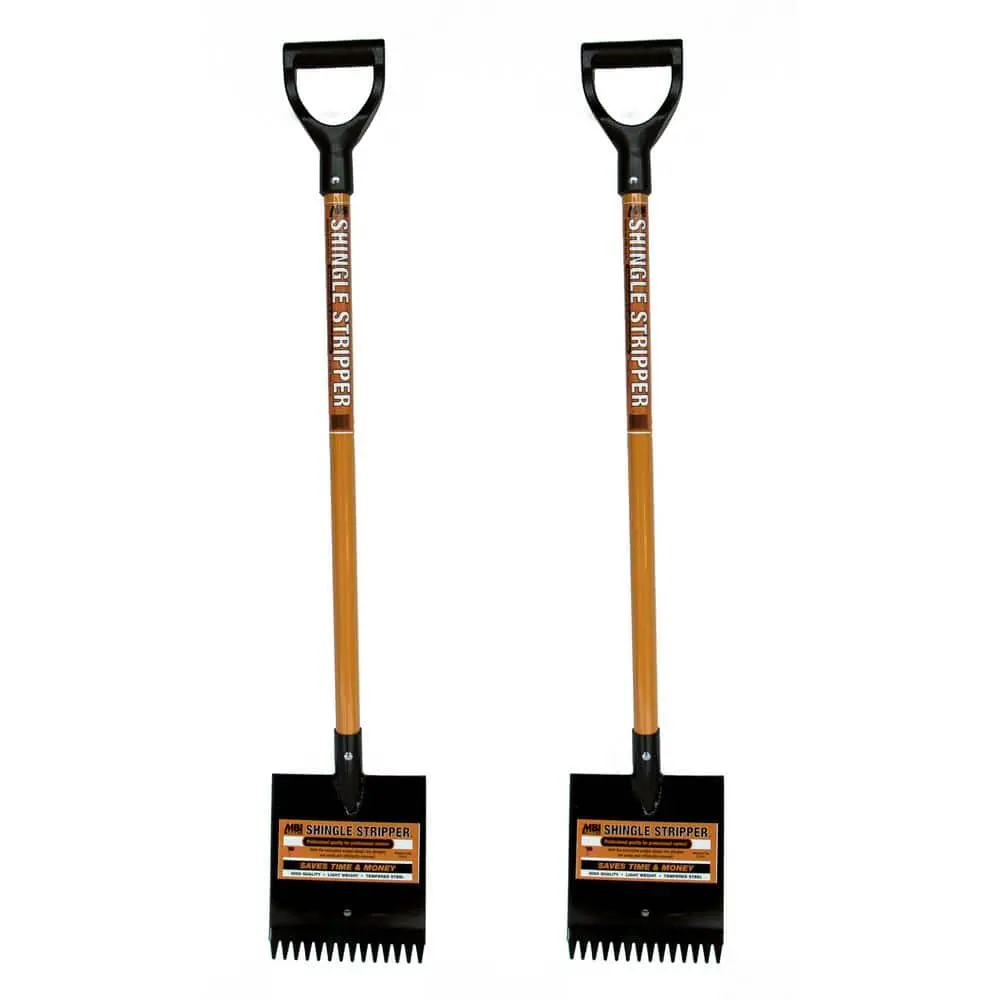 46 in. Durable Metal 1-Handed Shingle Stripper Roof Shovel with Handle, 2-Pack Roofing Removal Tool for Tools & Hardware Applications (1-Handed Shovels Included), One Handed Shovels