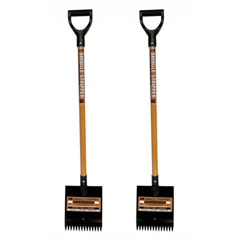 2-Pack 46 in. Durable Steel 1-Handed Shingle Stripper Roof Shovel, Convenient Pack with D-Handle Grip, Robotic Welds, 2-Piece Generous Length Roofing Removal Tool for Tools & Hardware Jobs