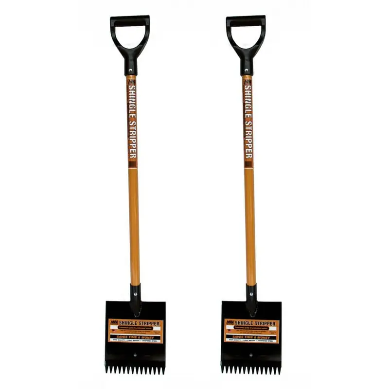 2-Pack 46 in. Durable Steel 1-Handed Shingle Stripper Roof Shovel, Convenient Pack with D-Handle Grip, Robotic Welds, 2-Piece Generous Length Roofing Removal Tool for Tools & Hardware Jobs