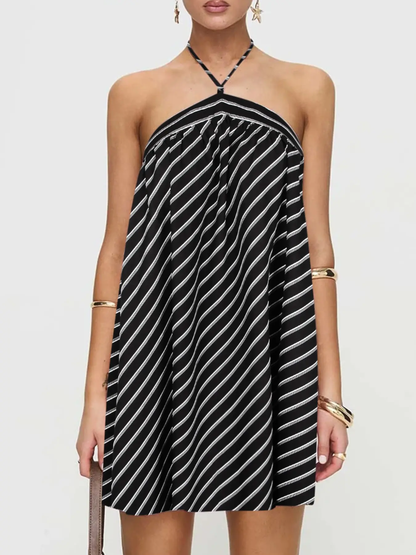 Strapless Striped Loose Fit Casual Short Dress, Comfortable and Stylish Design, Perfect for Daily Wear, Ideal for Relaxed Summer, Casual Comfy Chic Dress