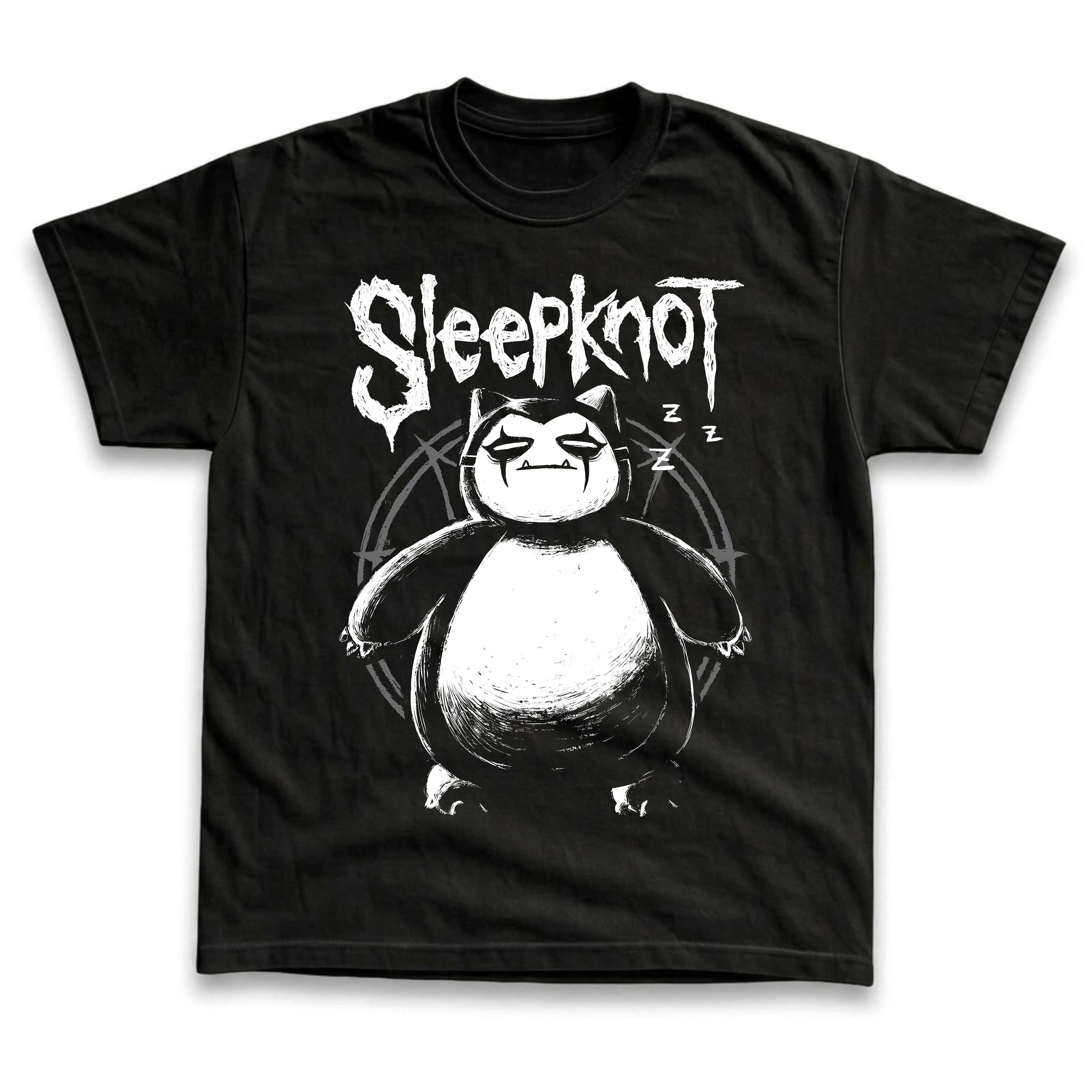 Men's and Women's T-Shirt, Vintage Sleepknot Graphic Tee, Pokebon Snorlaxx T-Shirt, Unisex Gift Manga Anime Tee, Gothic Grunge Y2K Emo Scene Amity Affliction Style Clothes Menswear Womenswear Streetwear