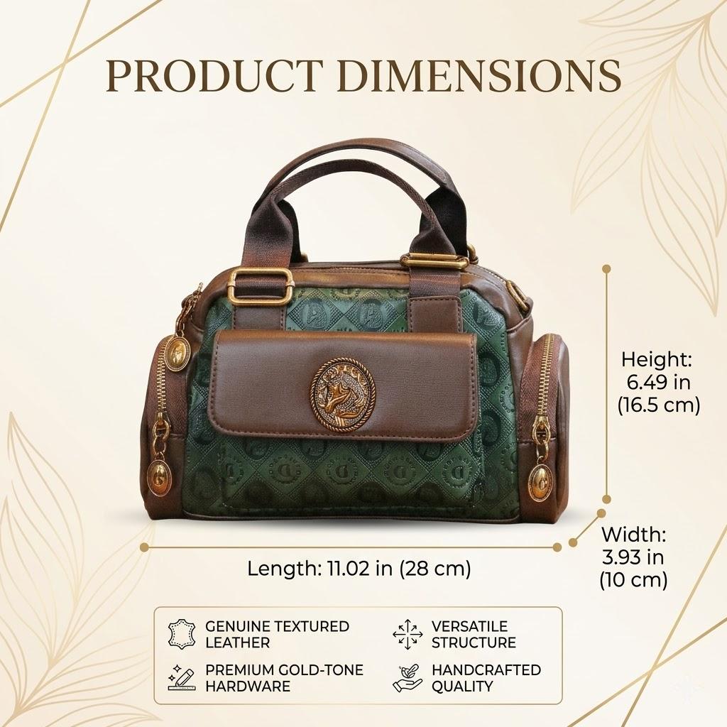 Vintage Embossed Faux Leather Boston city real Bag Equestrian Style Satchel Purse luxury designer