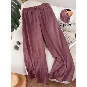 2026 Women'S Solid Color Wide Leg Pants, Casual Comfy Trousers For Daily Wear, Ladies Bottoms For All Seasons, Casual Fashion Pants