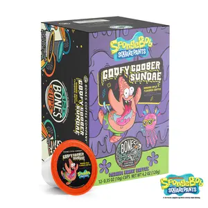 Bones Coffee Company Goofy Goober Sundae, Banana Split Flavored Pods | 12ct Kcups Sugar Bean