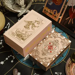 1 box, golden tarot card set, beginner-friendly tarot cards with profound insights, including oracle cards and a guidebook, with borders and interpretations, sun-moon rose gold version, Classic Tarot Cards