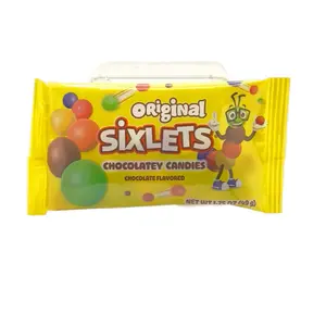Sixlets Original Chocolatey Candies 1.75 oz Pack Nostalgic Candy-Coated Bonbon with Rich Chocolatey Center Resealable Pouch for Snacking & Baking