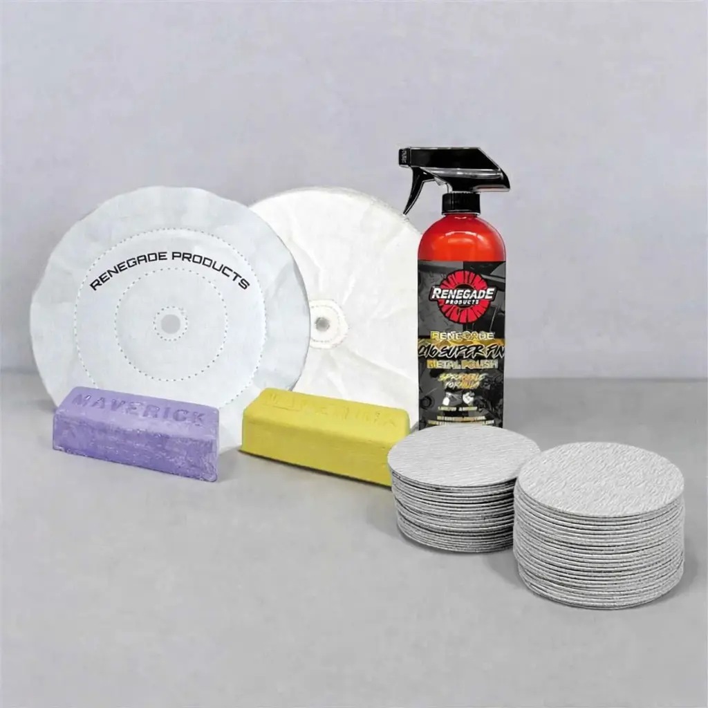 Renegade Products The Mo' Money Bundle – Full Metal Polishing Kit for Aluminum & Stainless Steel | Mirror Shine Buffing Wheels, Compounds & Spray Polish Renegade Products The Mo' Money Bundle – Full Metal Polishing Kit for Aluminum & Stainless Steel | Mirror Shine Buffing Wheels, Compounds & Spray Polish