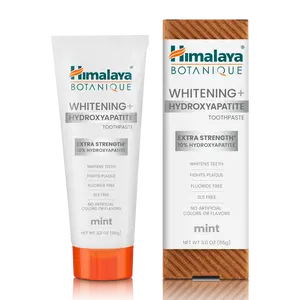 Himalaya Botanique Whitening + Extra Strength Hydroxyapatite Toothpaste - 10% Nano Hydroxyapatite to Support Remineralization & Restore Enamel to Strengthen Teeth - Vegan, Mint Flavor, 3 oz