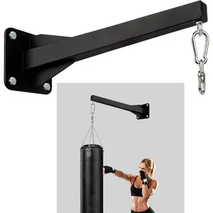 Heavy Punching Bag Wall Mount Hanger,Heavy-Duty Boxing Bag Bracket,Punching Bag Mount Stand for Muay Thai and MMA Training, 360 Rotation Swivel Hook Matte Black