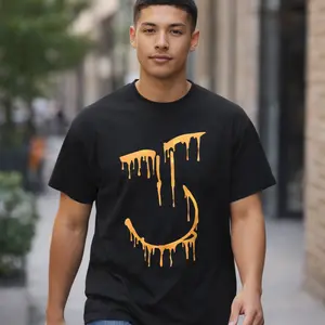 Dripping Smile Face T-shirt | Paint Drip Graphic Tee